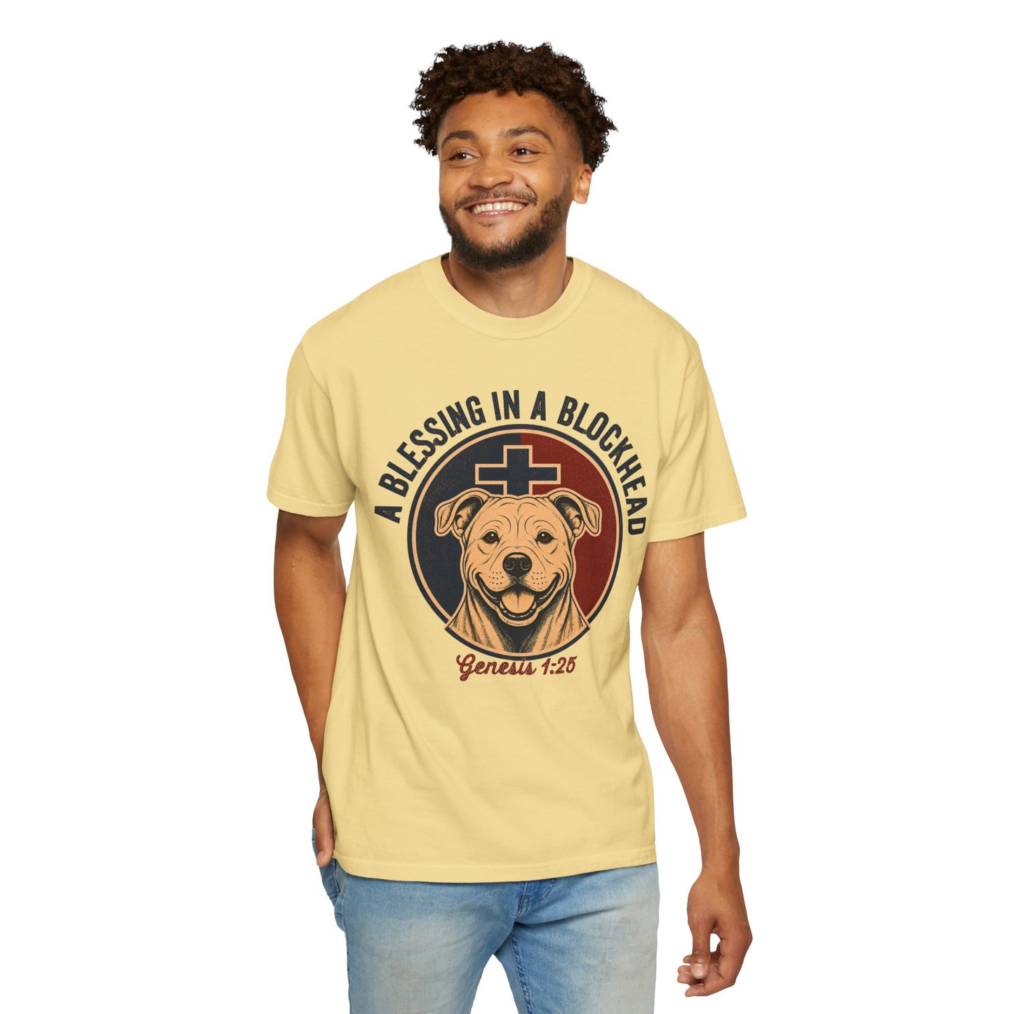 A Blessing in a Blockhead Heritage Tee - Christian Pit Bull Shirt