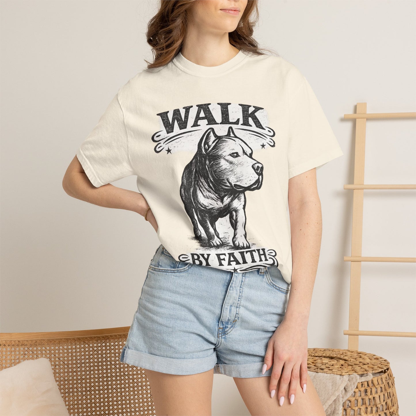Walk By Faith Vintage Tee - Christian Pit Bull Tee