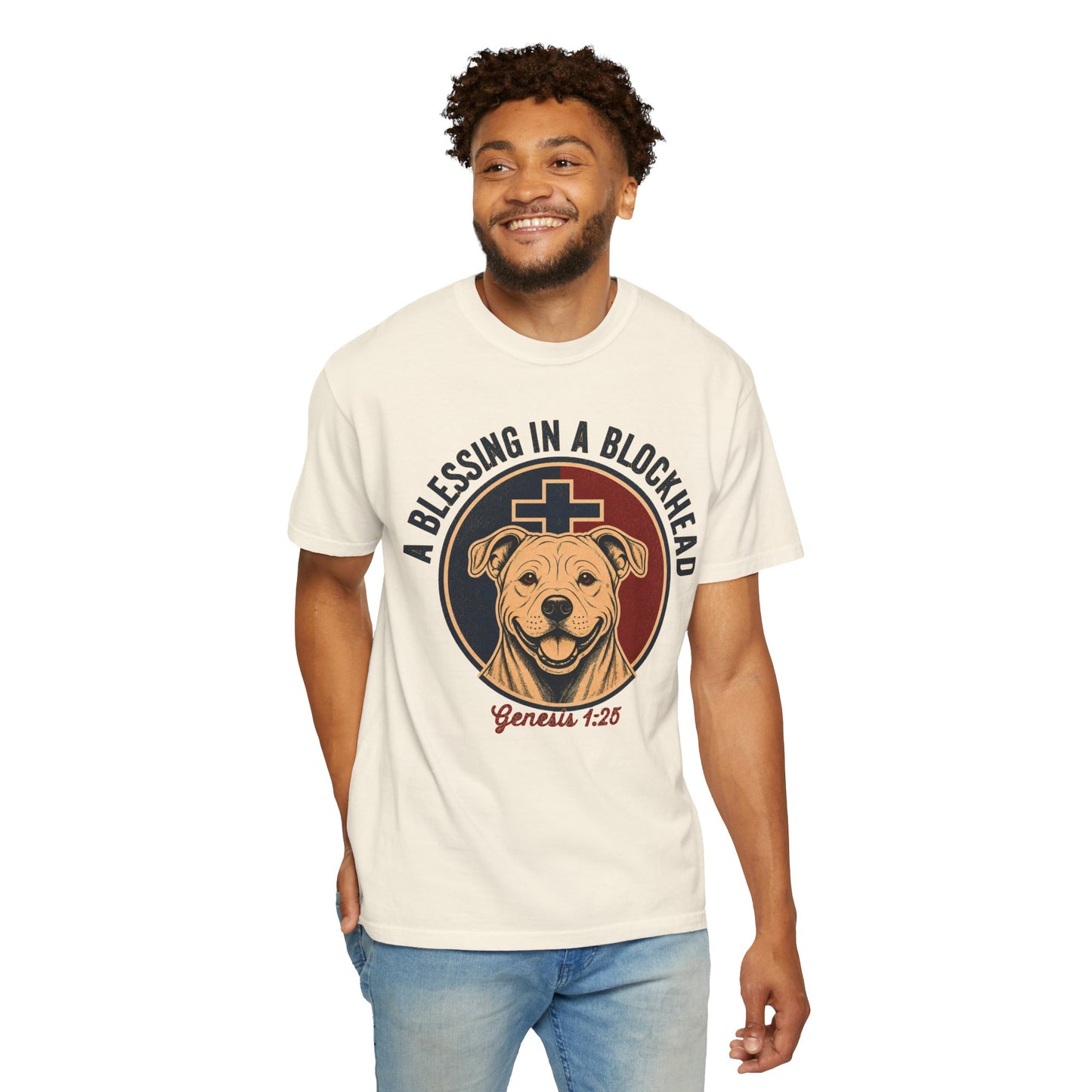 A Blessing in a Blockhead Heritage Tee - Christian Pit Bull Shirt