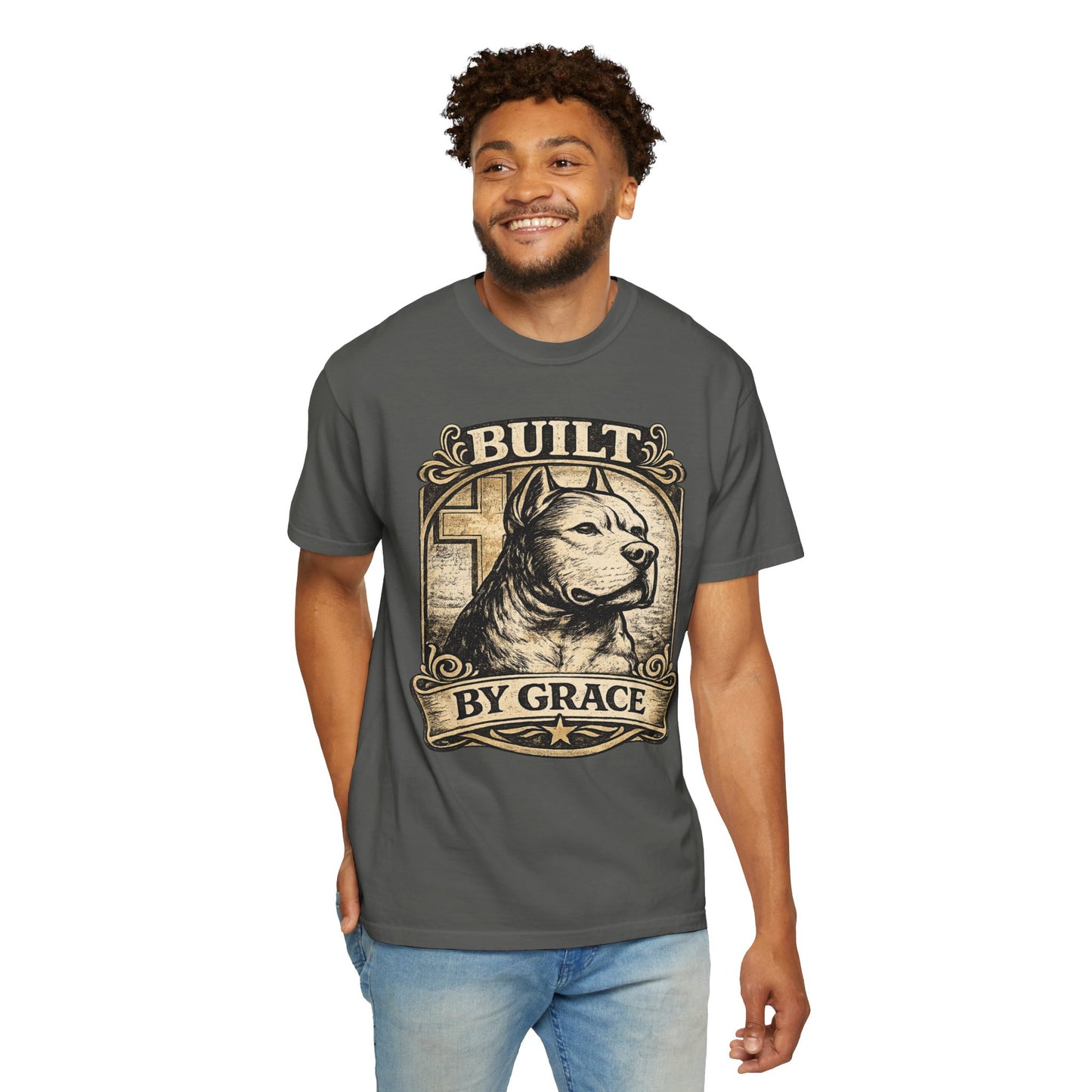 Built By Grace Vintage Tee — Christian Pit Bull Shirt