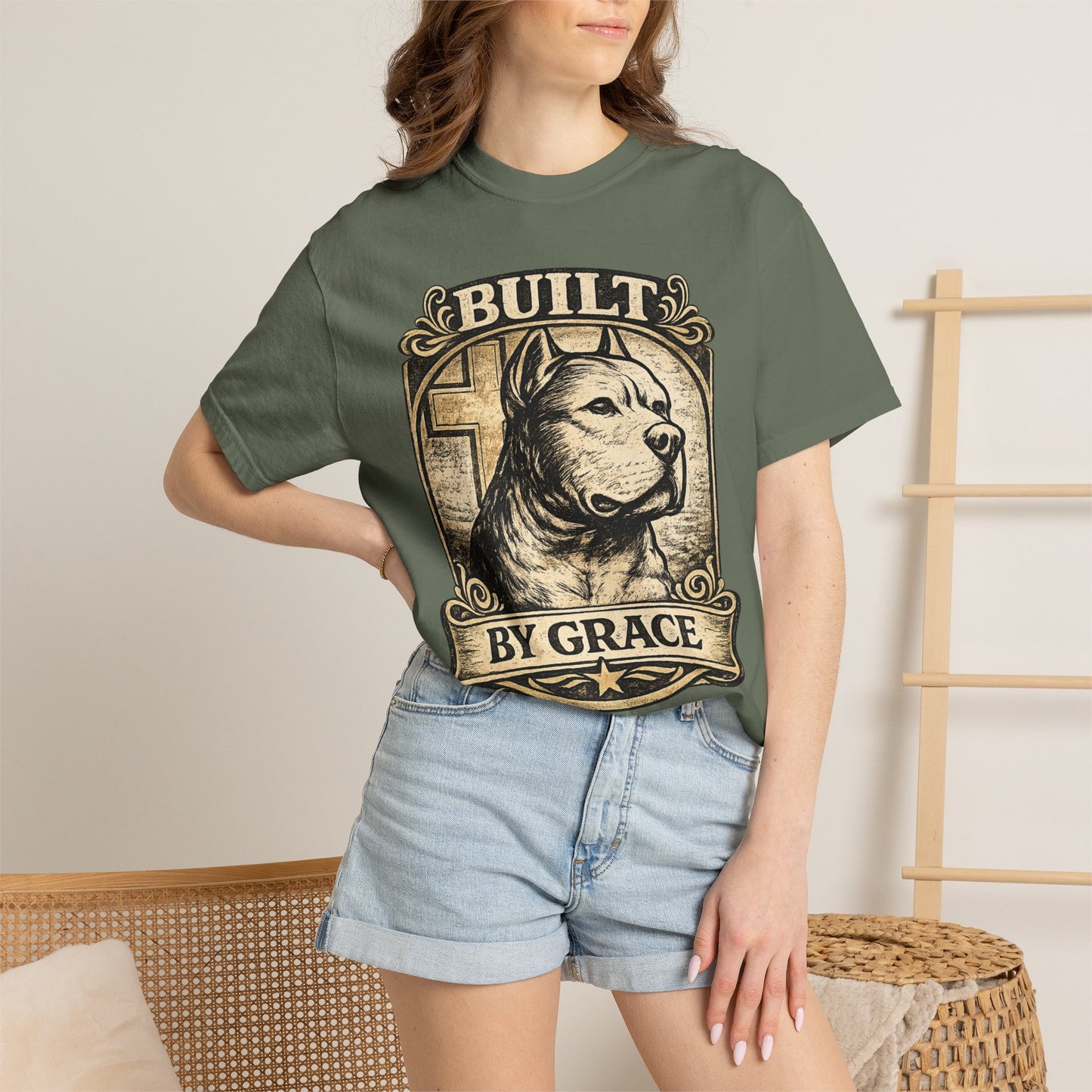 Built By Grace Vintage Tee — Christian Pit Bull Shirt