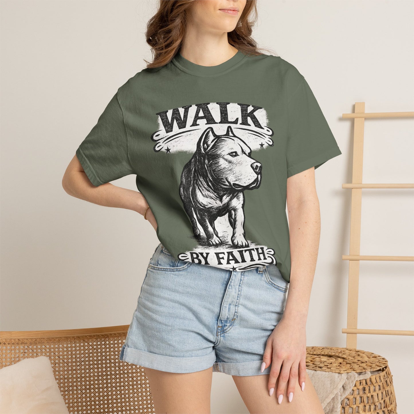 Walk By Faith Vintage Tee - Christian Pit Bull Tee