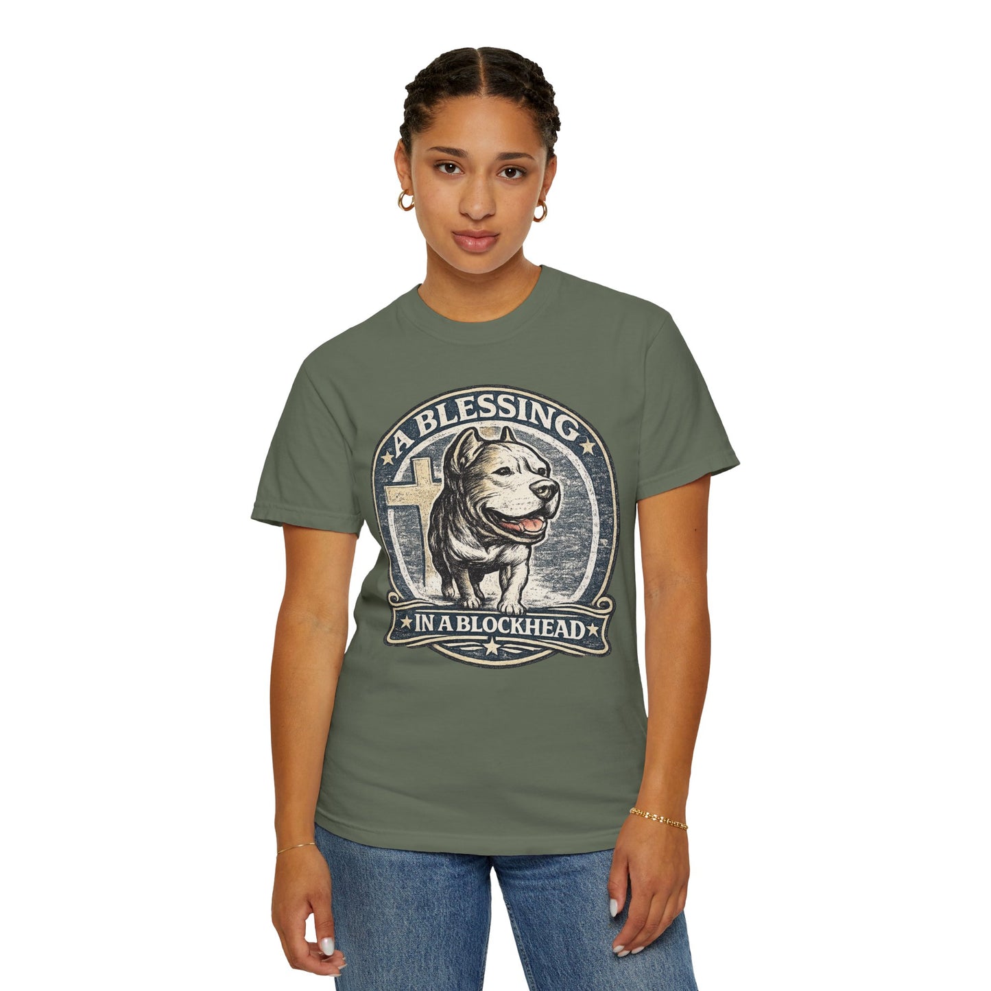 A Blessing in a Blockhead Vintage Tee – Christian Pit Bull Shirt