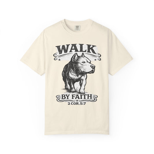 Walk By Faith Vintage Tee - Christian Pit Bull Tee