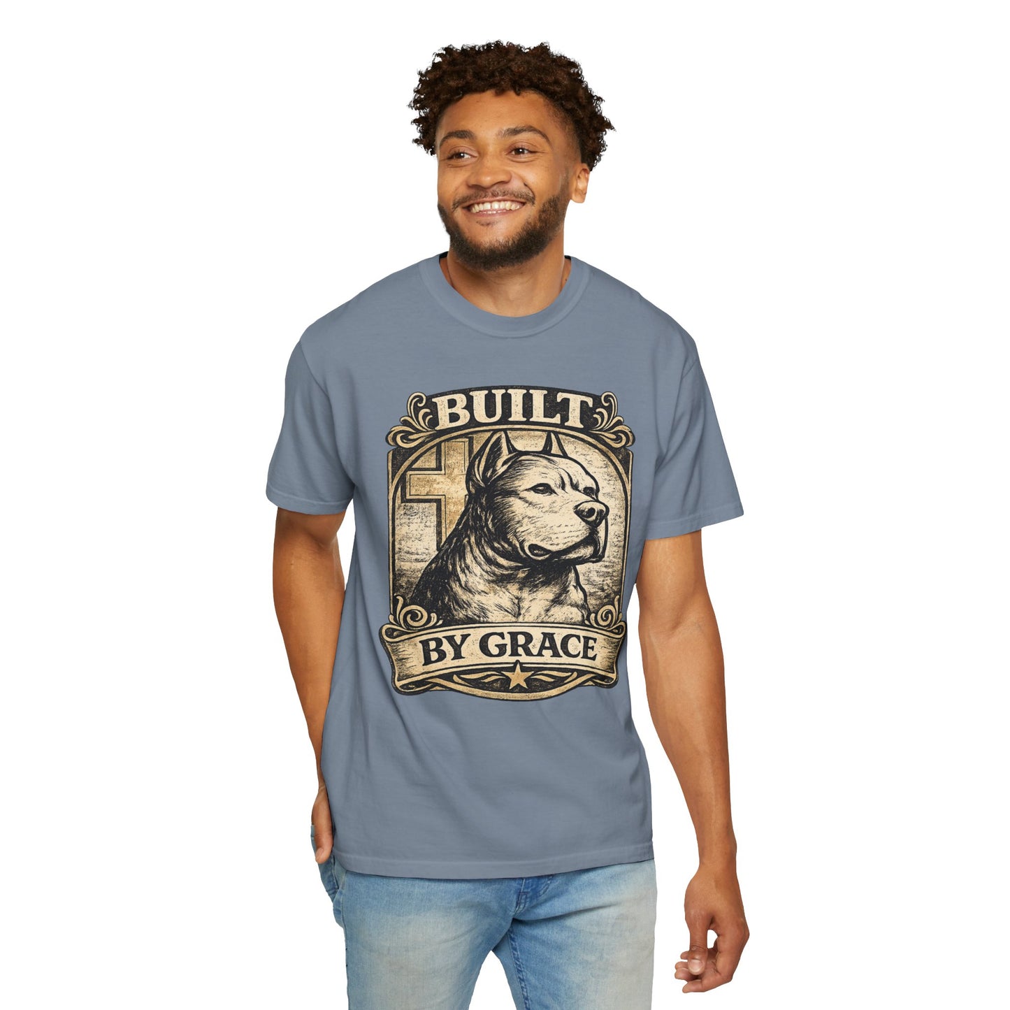 Built By Grace Vintage Tee — Christian Pit Bull Shirt