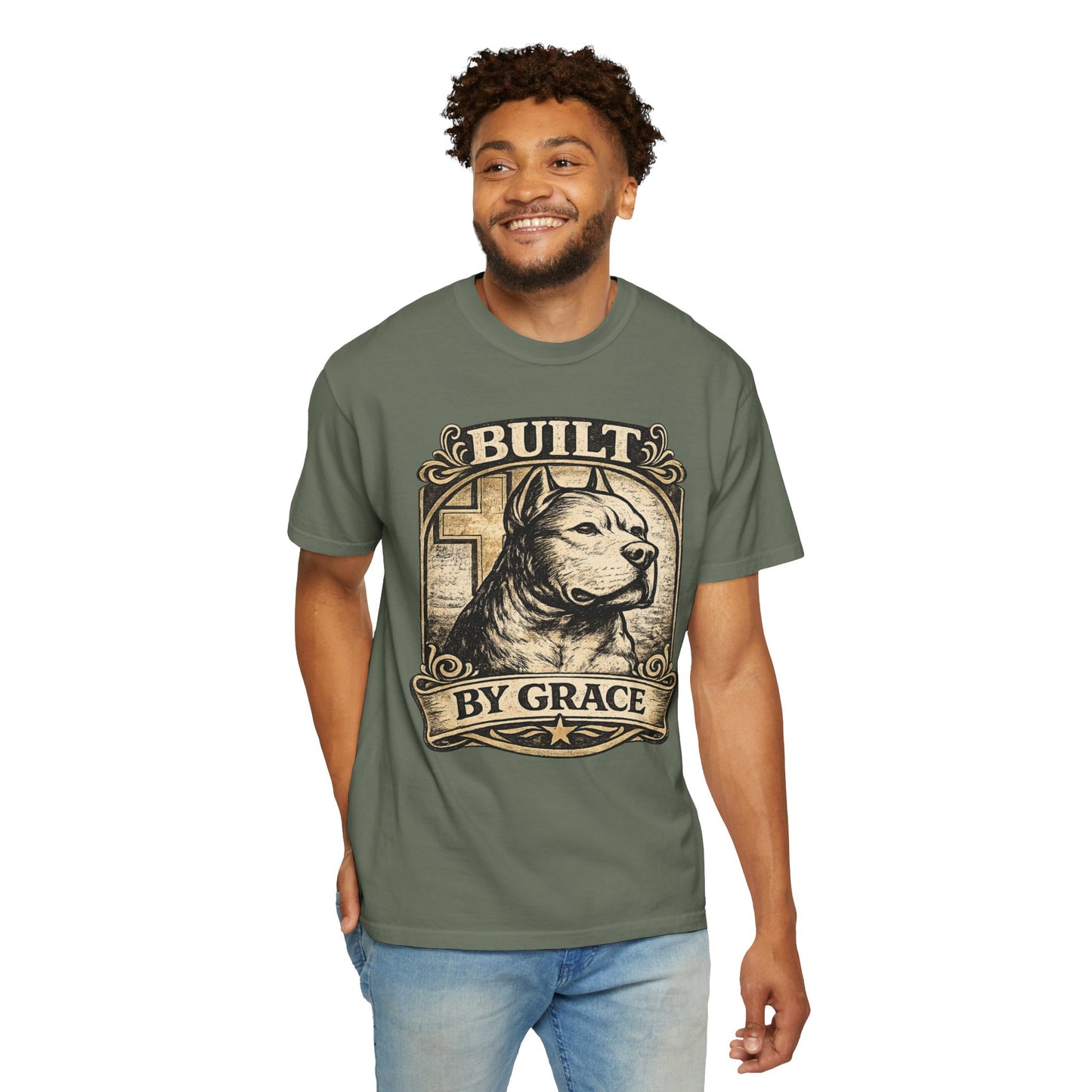 Built By Grace Vintage Tee — Christian Pit Bull Shirt