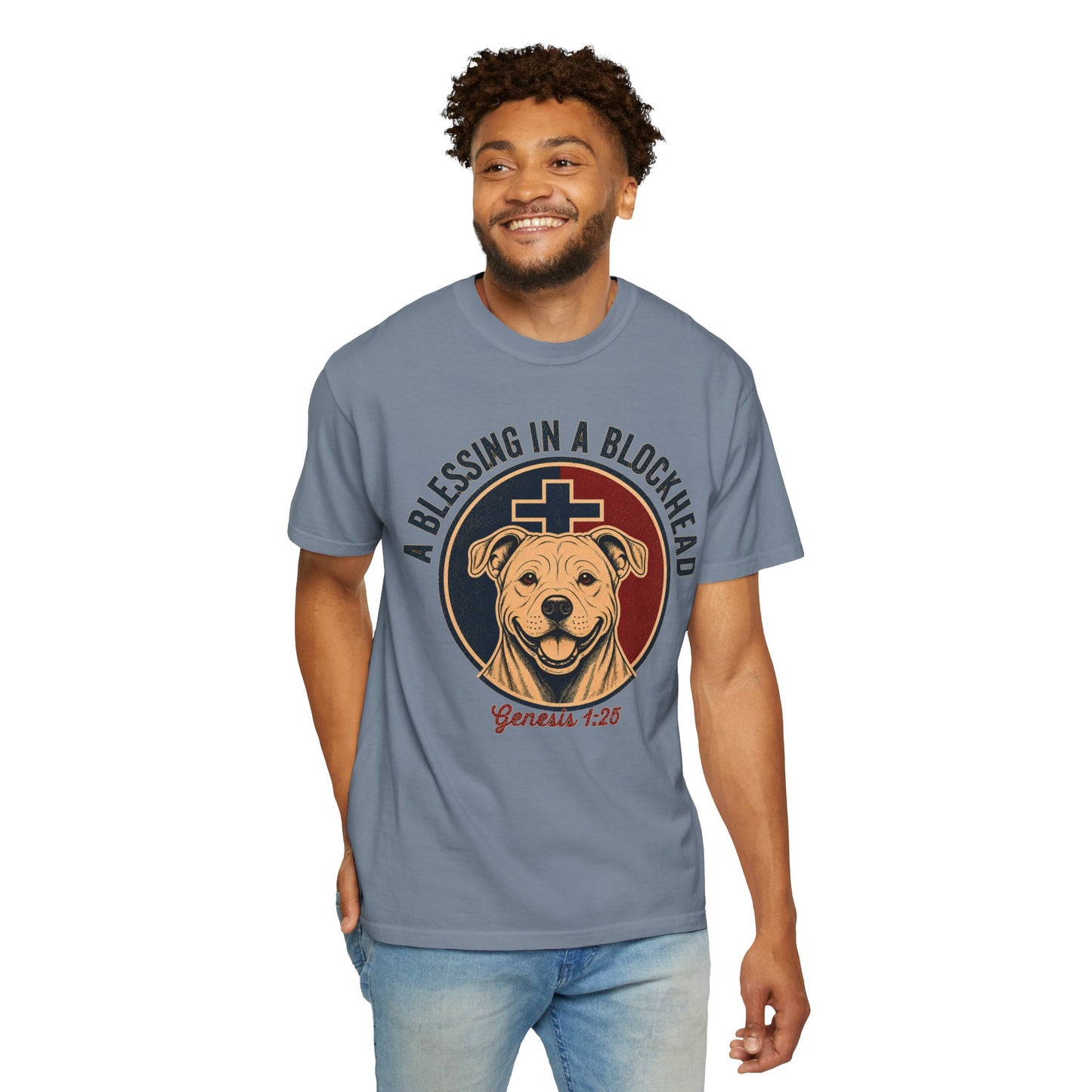 A Blessing in a Blockhead Heritage Tee - Christian Pit Bull Shirt