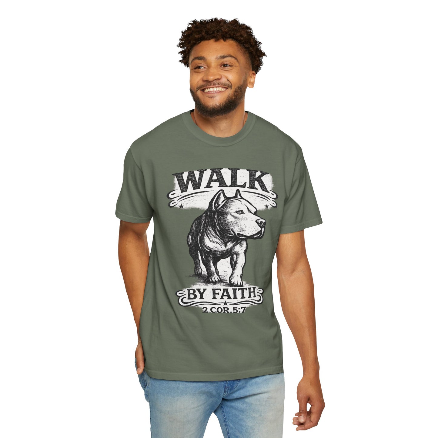 Walk By Faith Vintage Tee - Christian Pit Bull Tee