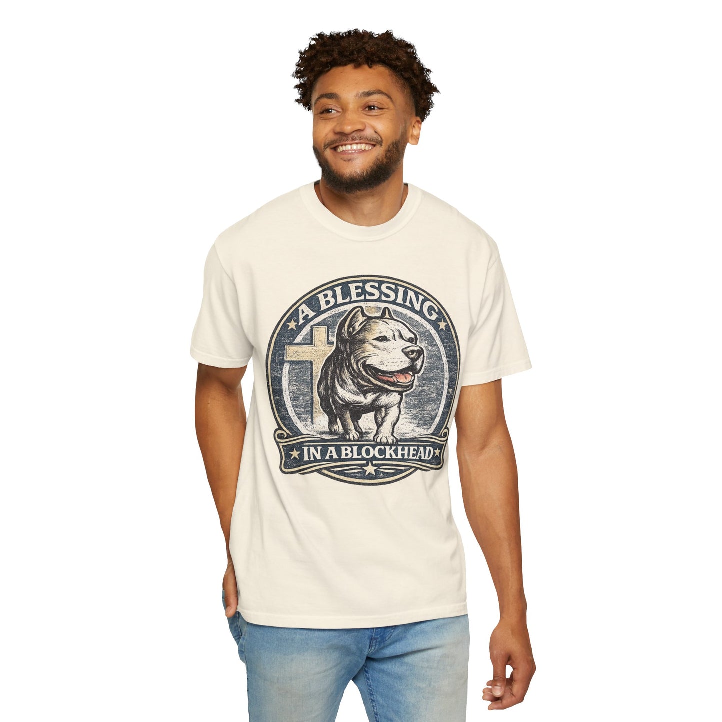 A Blessing in a Blockhead Vintage Tee – Christian Pit Bull Shirt