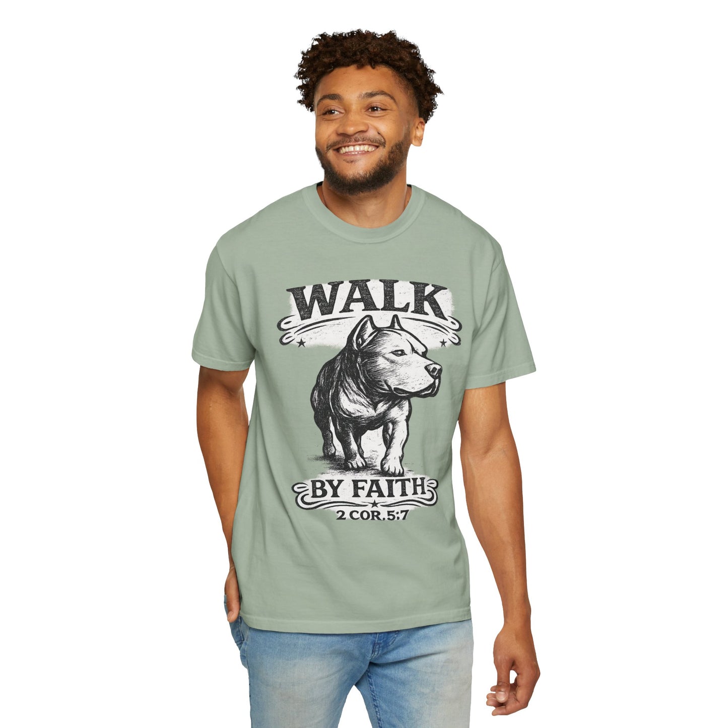 Walk By Faith Vintage Tee - Christian Pit Bull Tee