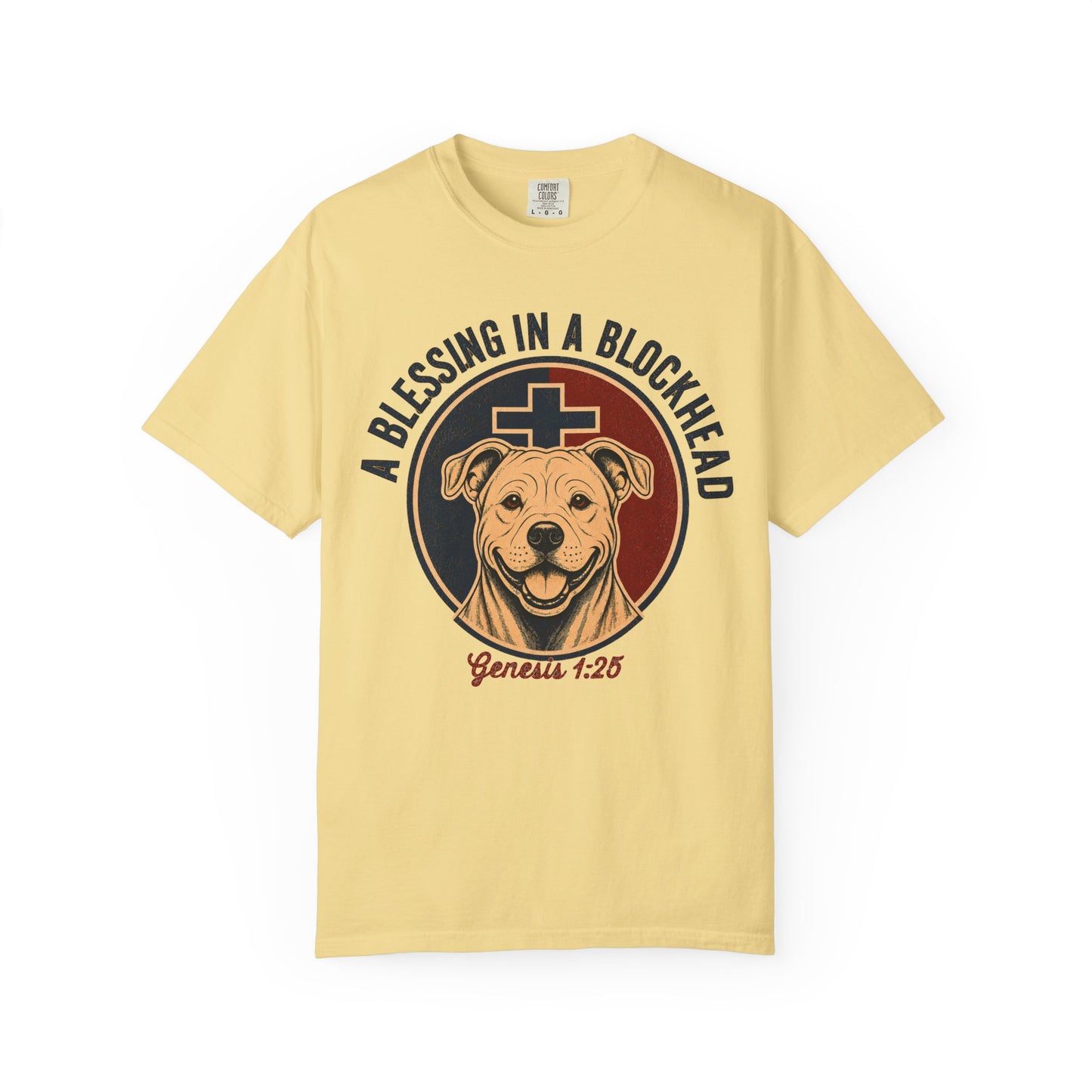 A Blessing in a Blockhead Heritage Tee - Christian Pit Bull Shirt