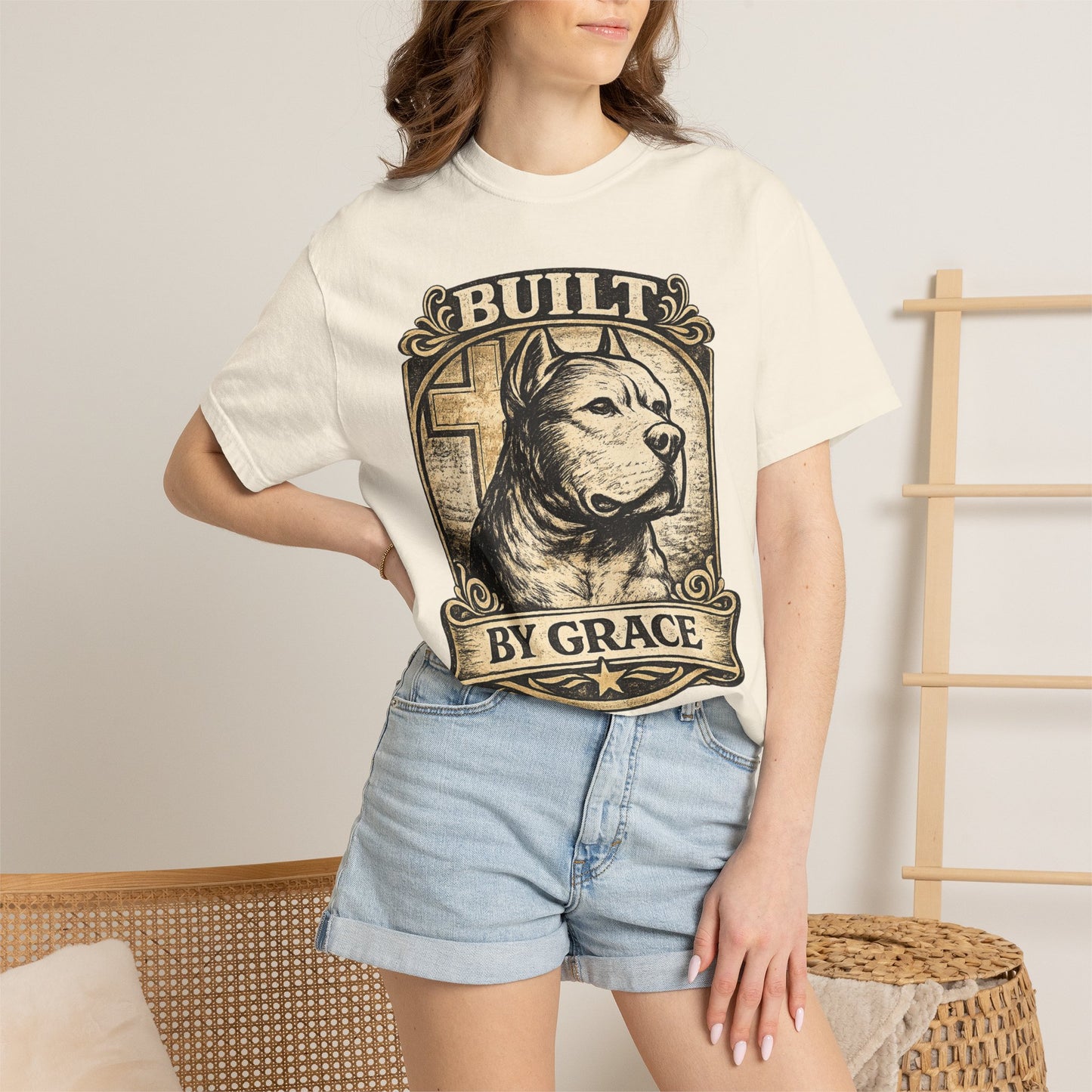 Built By Grace Vintage Tee — Christian Pit Bull Shirt