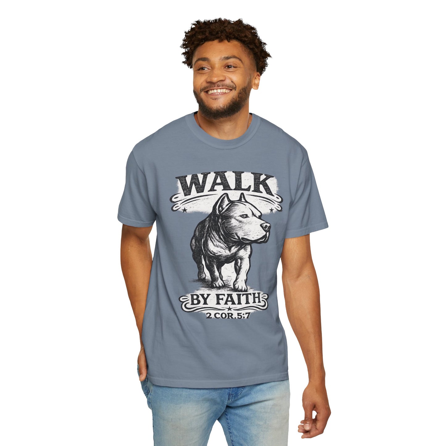 Walk By Faith Vintage Tee - Christian Pit Bull Tee
