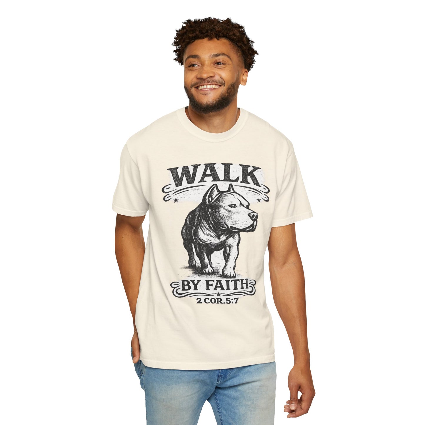 Walk By Faith Vintage Tee - Christian Pit Bull Tee