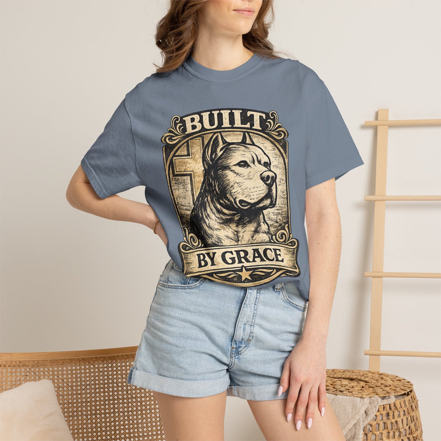 Built By Grace Vintage Tee — Christian Pit Bull Shirt