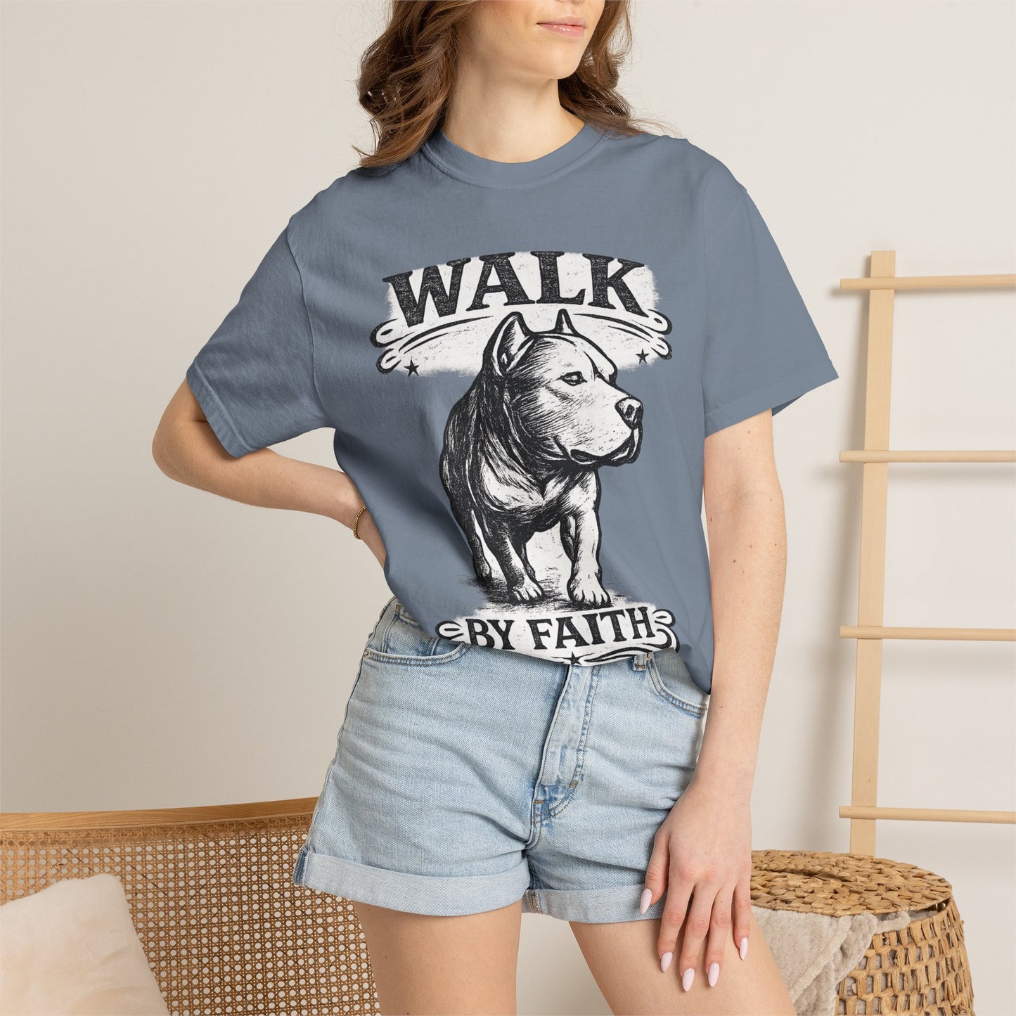 Walk By Faith Vintage Tee - Christian Pit Bull Tee