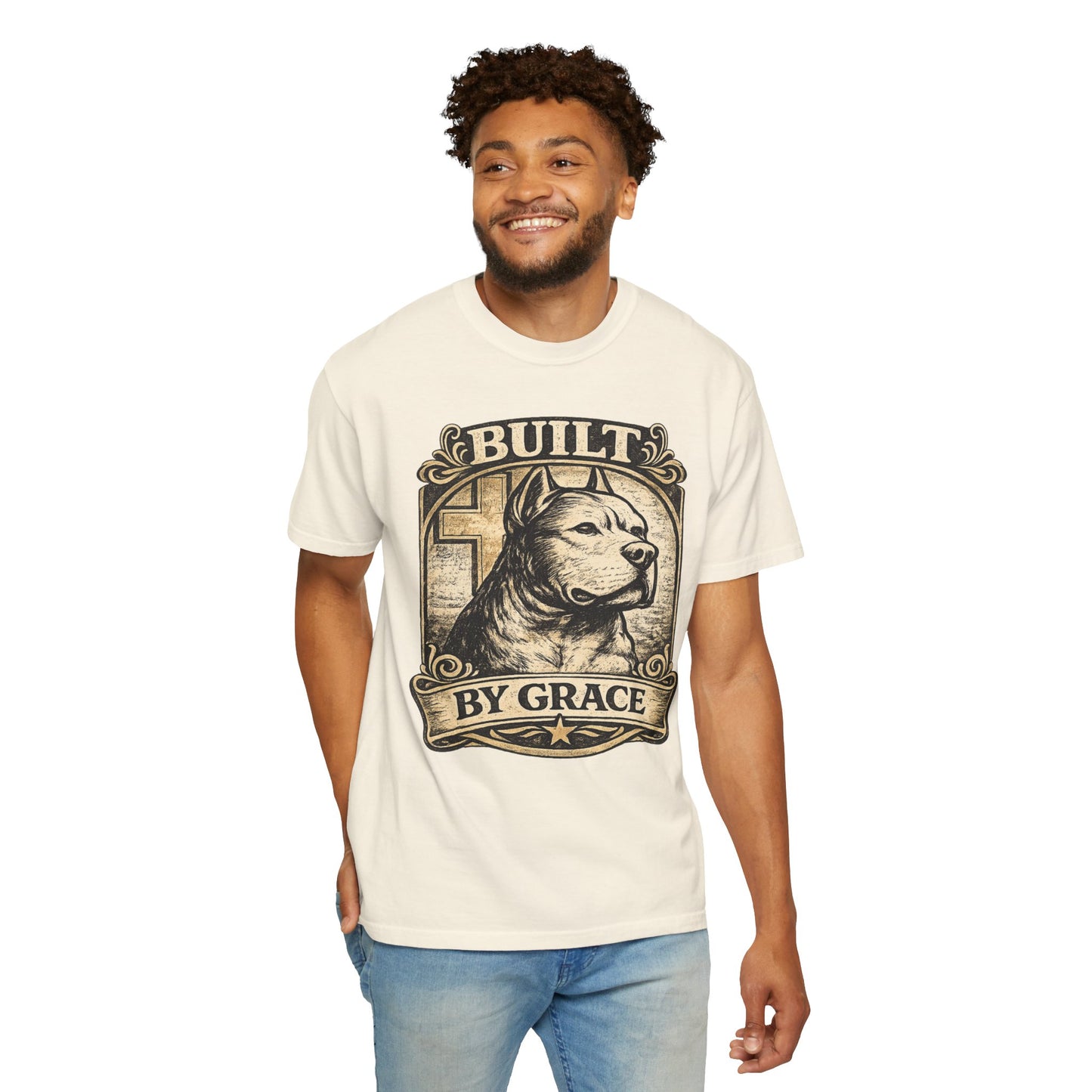 Built By Grace Vintage Tee — Christian Pit Bull Shirt