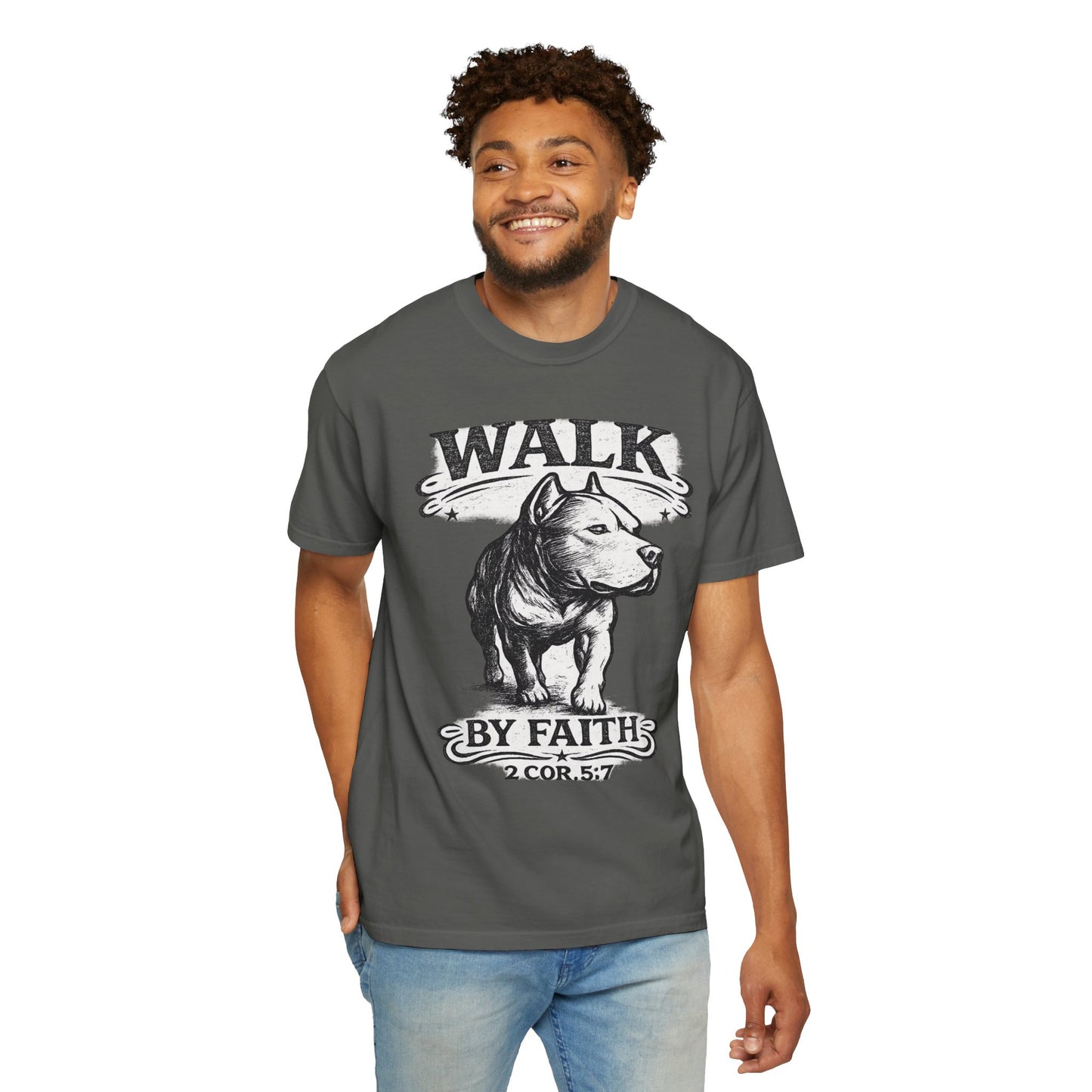 Walk By Faith Vintage Tee - Christian Pit Bull Tee