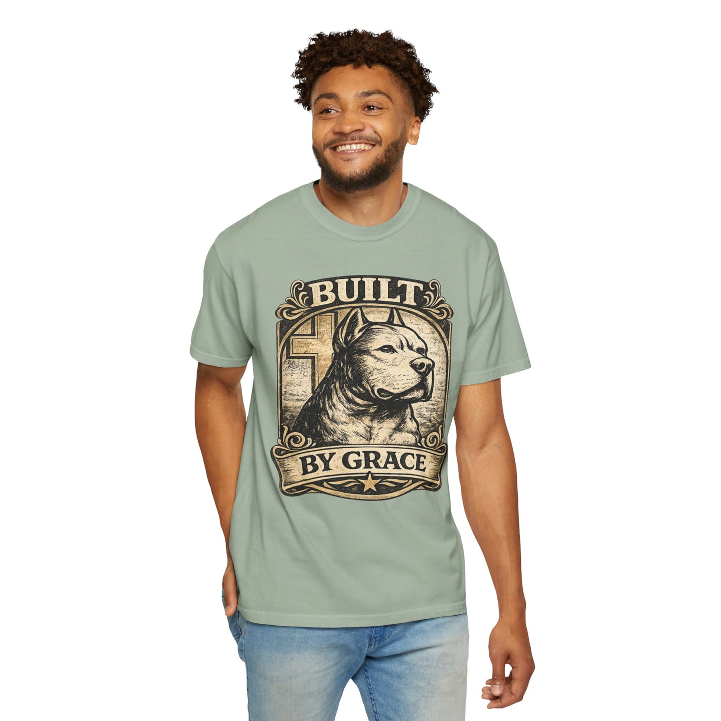 Built By Grace Vintage Tee — Christian Pit Bull Shirt
