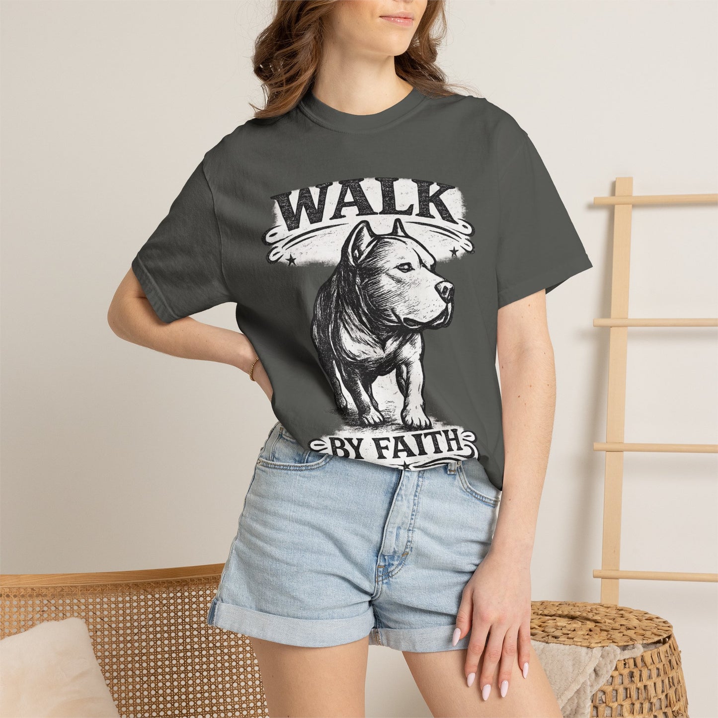 Walk By Faith Vintage Tee - Christian Pit Bull Tee