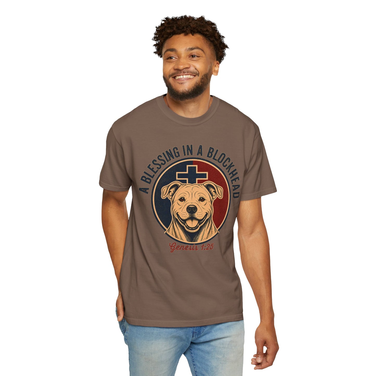 A Blessing in a Blockhead Heritage Tee - Christian Pit Bull Shirt