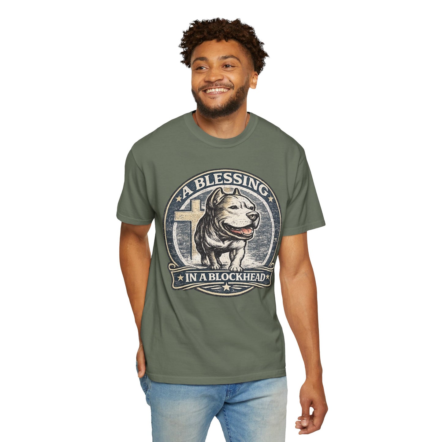 A Blessing in a Blockhead Vintage Tee – Christian Pit Bull Shirt