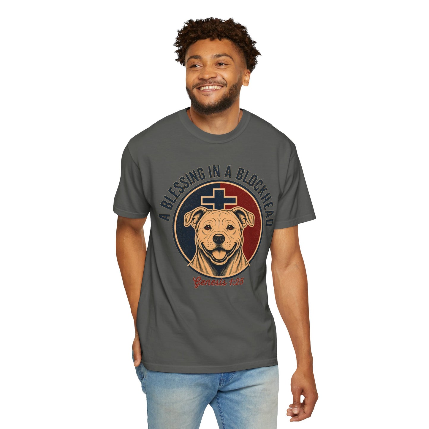 A Blessing in a Blockhead Heritage Tee - Christian Pit Bull Shirt