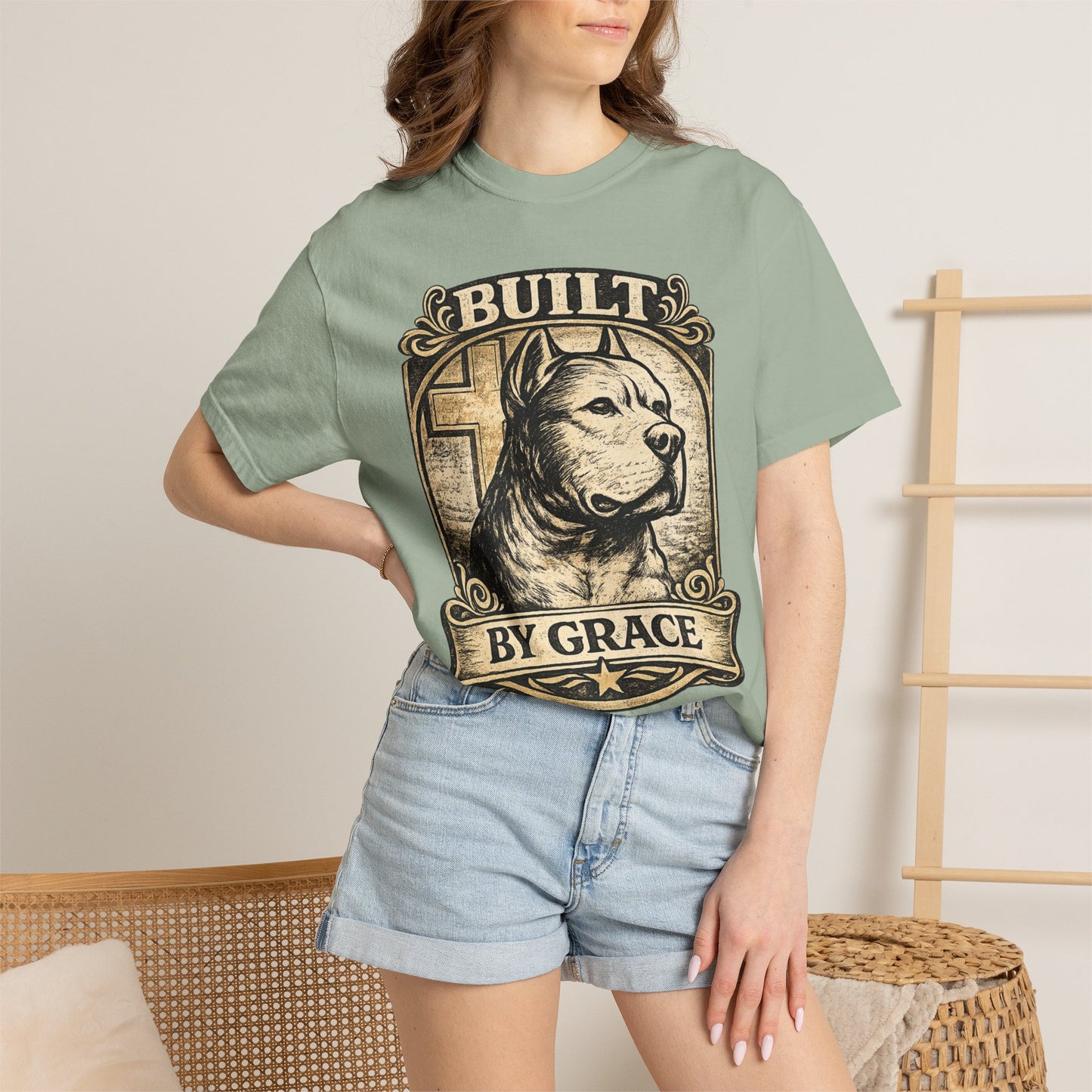 Built By Grace Vintage Tee — Christian Pit Bull Shirt