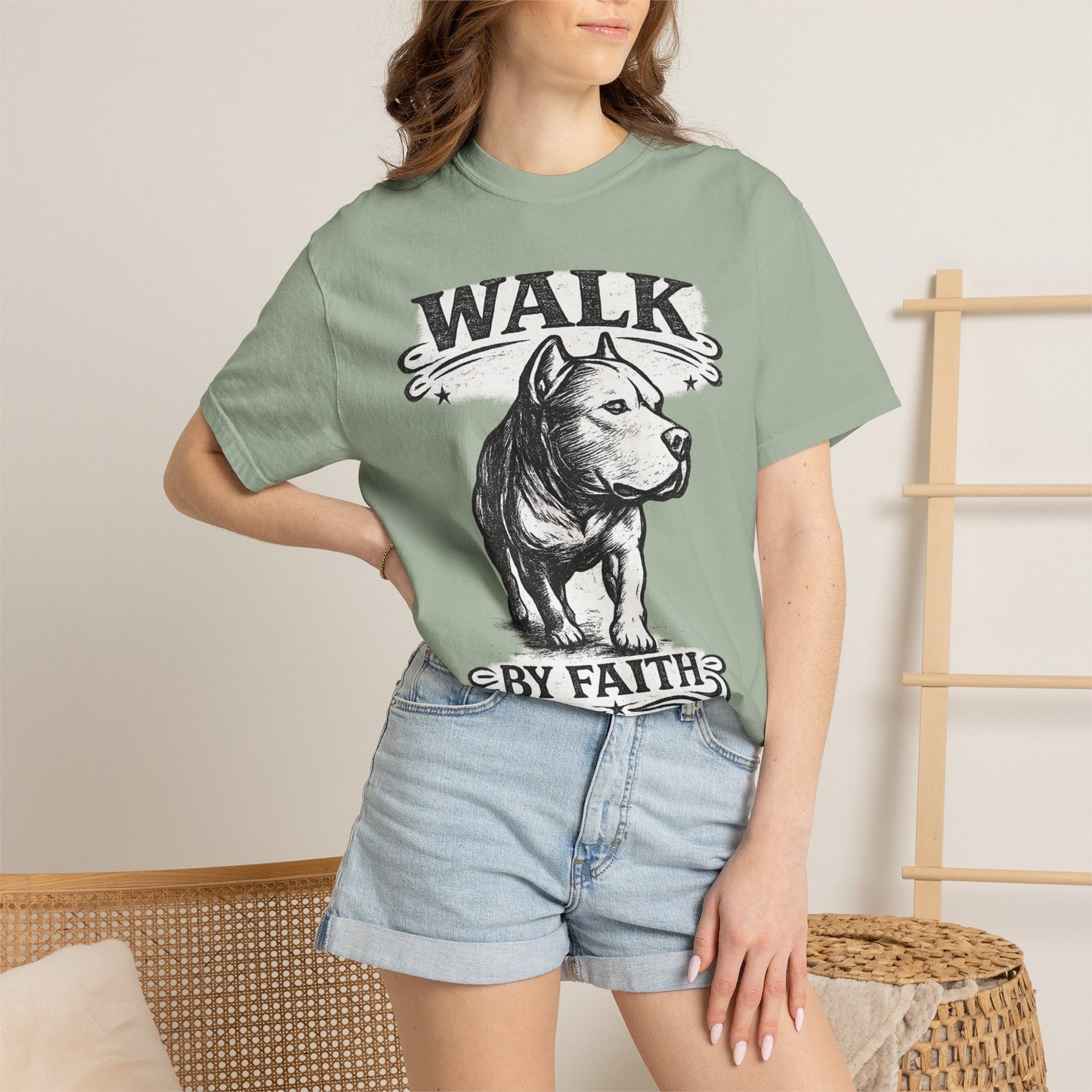 Walk By Faith Vintage Tee - Christian Pit Bull Tee