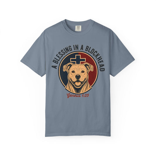 A Blessing in a Blockhead Heritage Tee - Christian Pit Bull Shirt