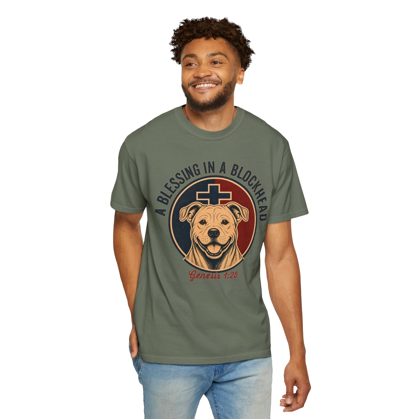 A Blessing in a Blockhead Heritage Tee - Christian Pit Bull Shirt