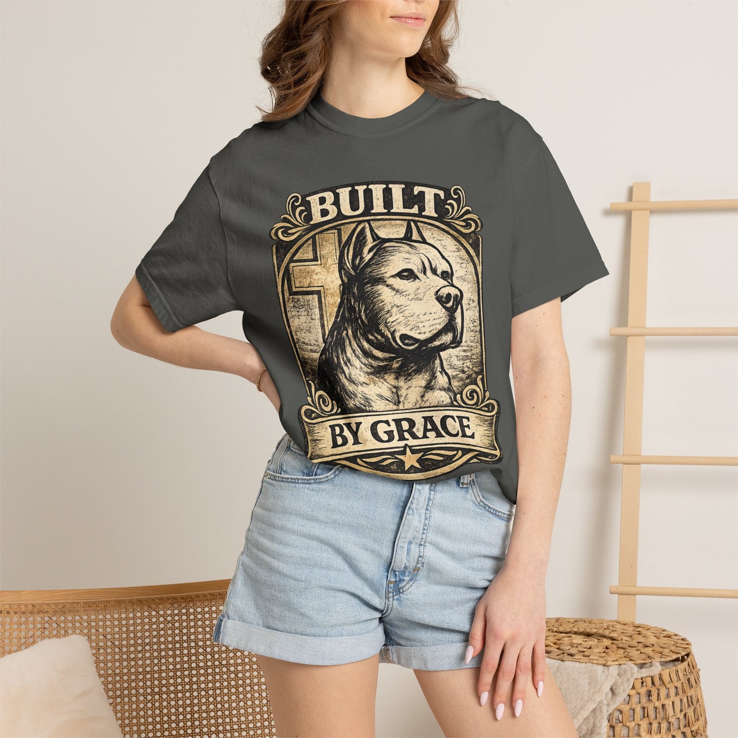 Built By Grace Vintage Tee — Christian Pit Bull Shirt